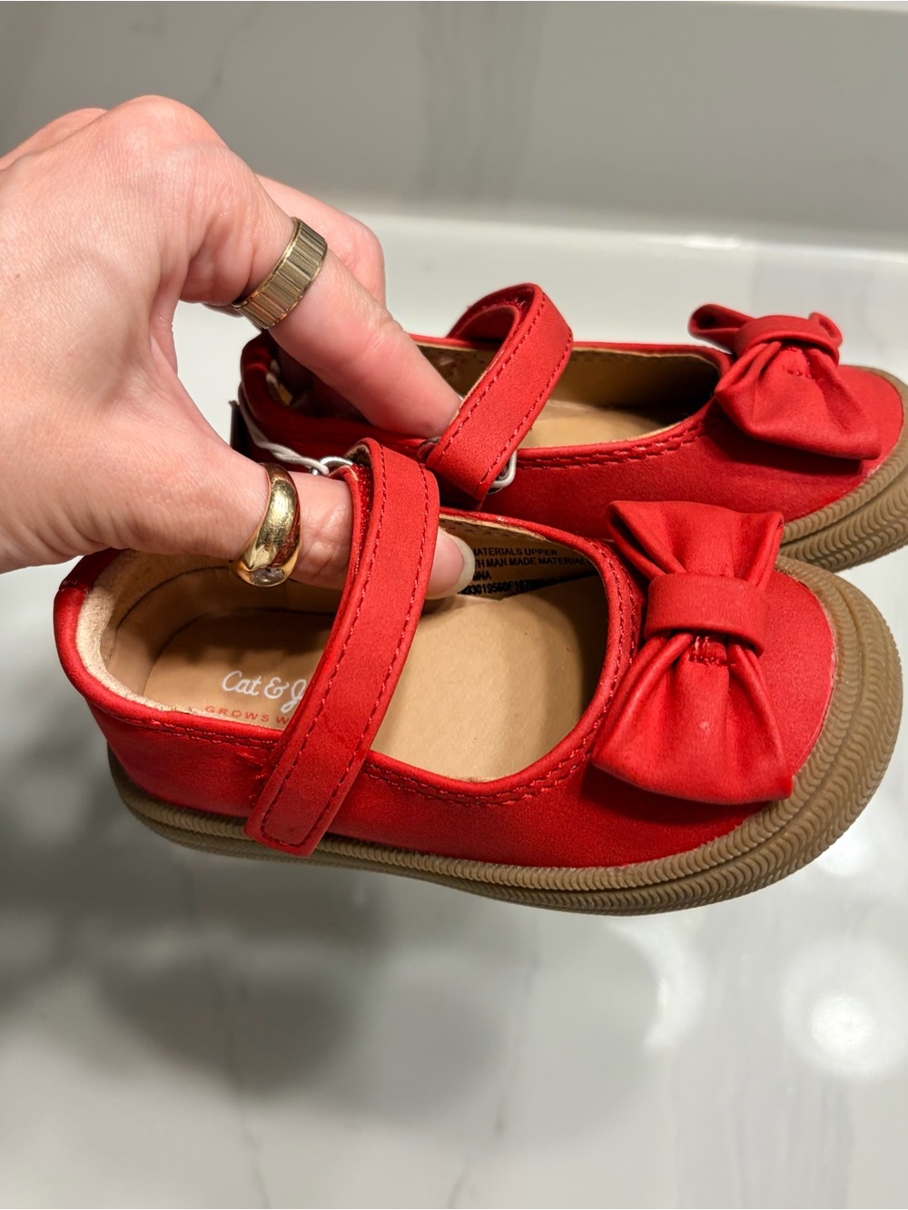 NWT Cat & Jack Red Bow Mary Jane Shoes for Kids